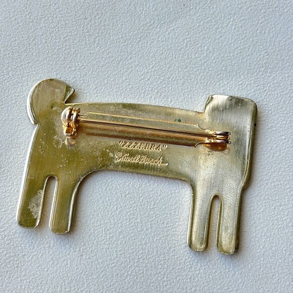 Vintage Laurel Burch Black White Enamel Zzzebra Gold Tone Cat Brooch Pin - Picture 6 of 6
